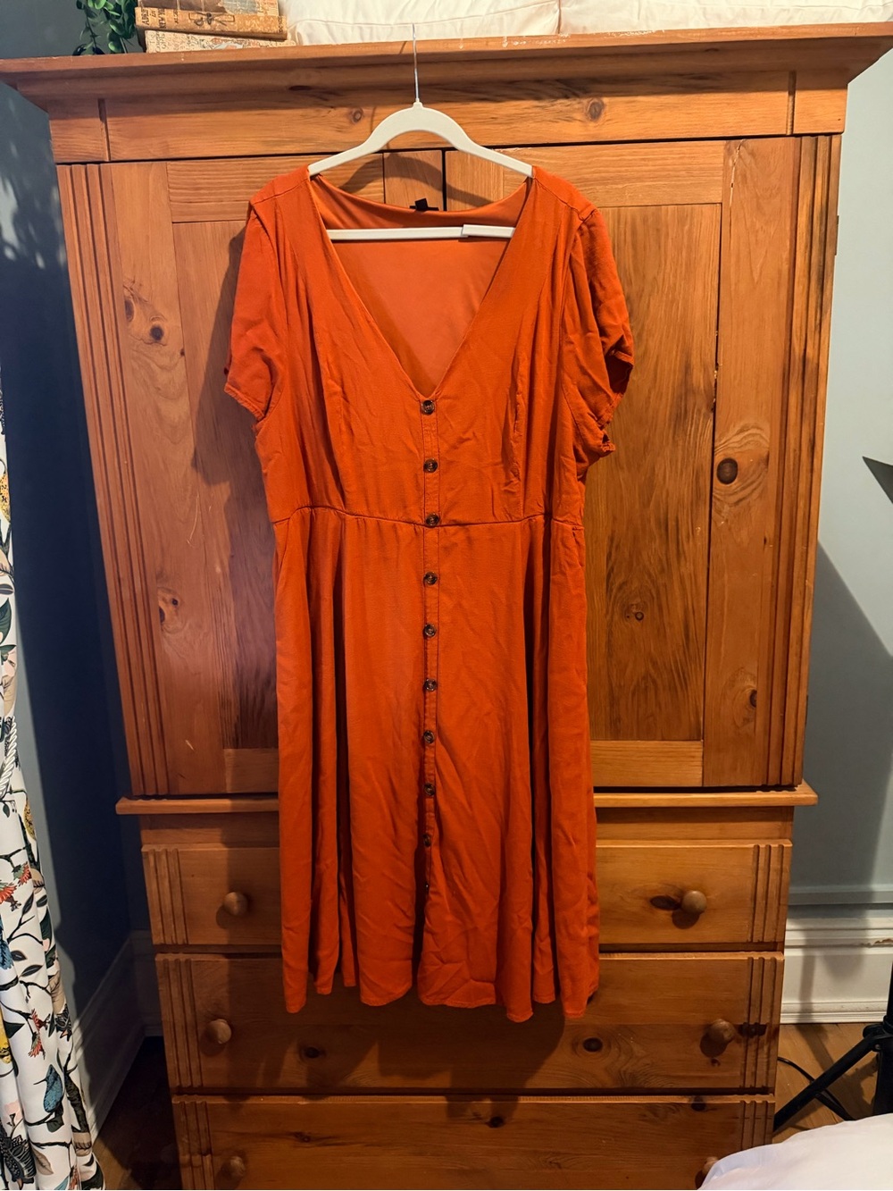 torrid Rust Orange Button-Front Midi Dress